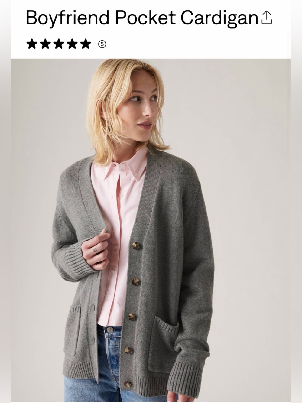 Levi's Gray Button Front Boyfriend Cardigan